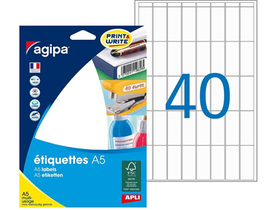 agipa Etiquette universelle 35 x 15 mm blanc