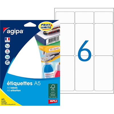 agipa Etiquette universelle 97 x 46 mm blanc
