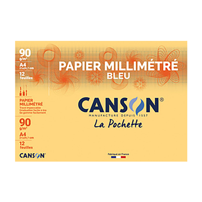 CANSON Papier millimétré A4 90 g/m2 couleur : bleu
