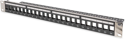DIGITUS Panneau de brassage Keystone 19", 24 ports, 1 U, noir