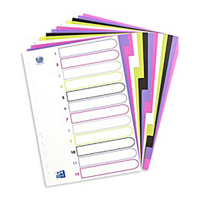 Oxford Intercalaires en plastique myColour A4 12 touches