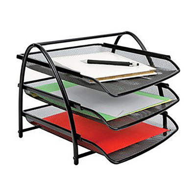 ALBA Corbeille à courrier Mesh A4 en fil d'acier noir