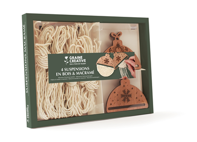 Graine créative Kit 4 suspensions bois & macramé nöel