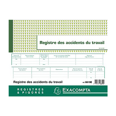 EXACOMPTA Registre des accidents du travail