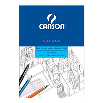 CANSON Bloc calque transparent 25 feuilles 90/95 g/m2 A4