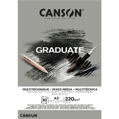 CANSON Bloc de dessin GRADUATE MIXED MEDIA gris A3