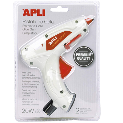 Apli 016668 Pistolet à Colle Premium + 2 Bâtons, 20W, Blanc