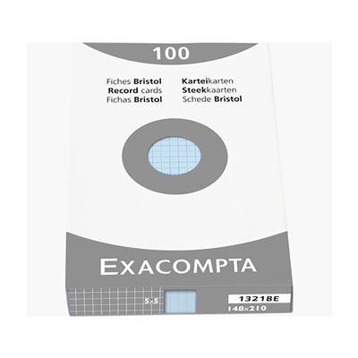 EXACOMPTA Fiches bristol A5 quadrillé bleu azur