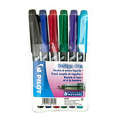 PILOT Stylo feutre V Sign Pen étui de 6 piéces