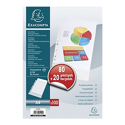 EXACOMPTA Pochette perforée pack promo 80+20 GRATUITS A4,