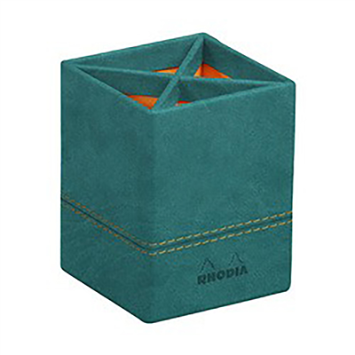 RHODIA Pot à crayons en simili cuir paon