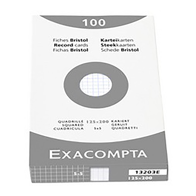 EXACOMPTA Fiches bristol 125 x 200 mm quadrillé blanc