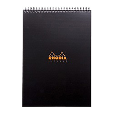 RHODIA Bloc spiralé Notepad A4 quadrillé 5x5 noir