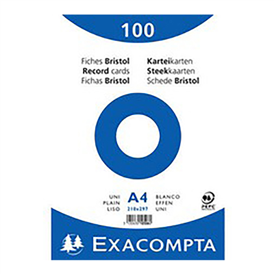 EXACOMPTA Fiches bristol A4 uni blanc