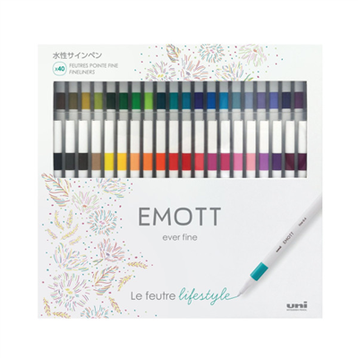 Feutres - Ecriture - Dessin - Uni EMOTT - Uni-Ball - Coffret noël - 40 couleurs