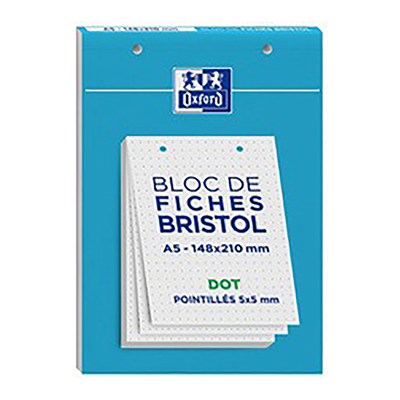 Oxford Bloc de fiches bristol A5 DOT pointillé blanc