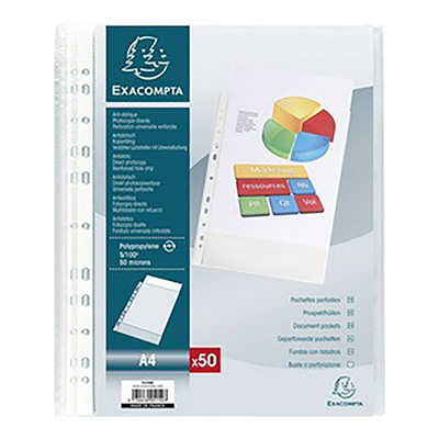 EXACOMPTA Pochette perforée A4 PP grainé transparent