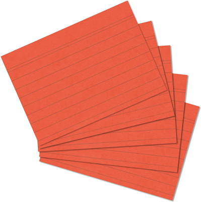 herlitz Fiches bristol, A6, ligné, orange