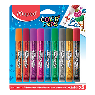 Maped Colle pailletée COLOR'PEPS 9 x 10,5 ml carte blister