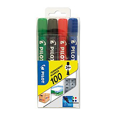 PILOT Marqueur permanent 100 pointe ogive set de 4