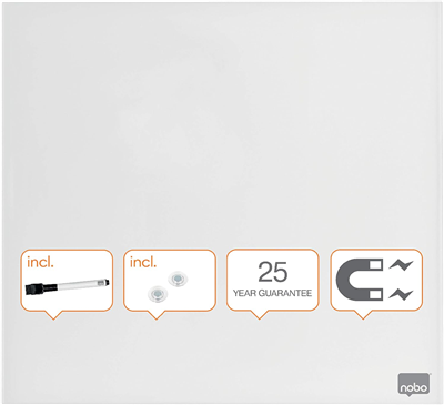 nobo Tableau magnétique en verre, (L)450 x (H)450 mm, blanc