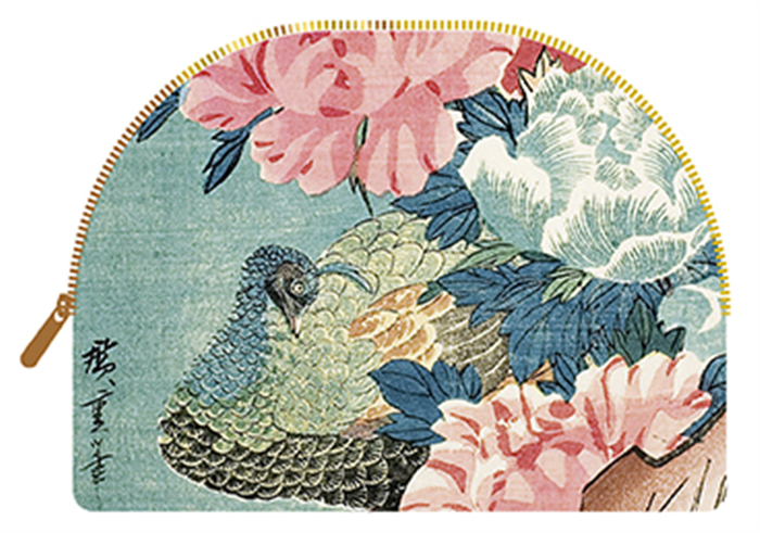 Editions du Désastre trousse demi lune paon et pivoines