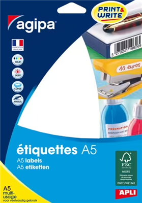 agipa Etiquette universelle diamètre : 45 mm rond blanc