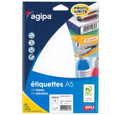 agipa Etiquette universelle 105 x 148 mm blanc