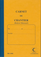 ELVE Carnet de chantier relevé mensuel 190 x 130 mm