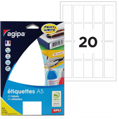 agipa Etiquette universelle 25 x 48,5 mm blanc