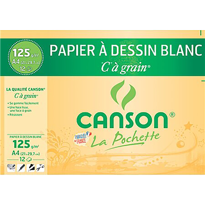 CANSON Papier à dessin C à grain A4 125 g/m2 blanc