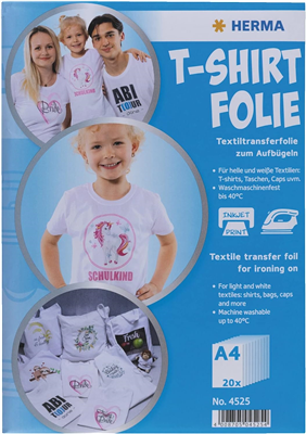 HERMA Feuille de transfert pour T-shirt, A4, textiles clairs