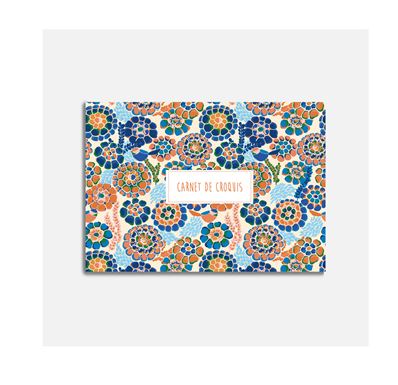 Pascale Editions Cahier de croquis fleurs bleu/orange