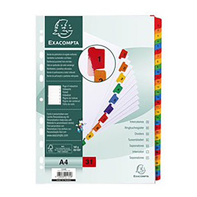 EXACOMPTA Intercalaires en carton 1-31 A4 31 touches