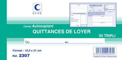 ELVE Manifold Quittances de loyer 105 x 210 mm horizontal