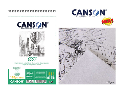 CANSON Album spiralé papier dessin 1557 A5 120 g/m2