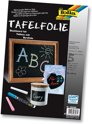 folia Film à tableau noir/ardoise en PVC, 230 x 330 mm, noir