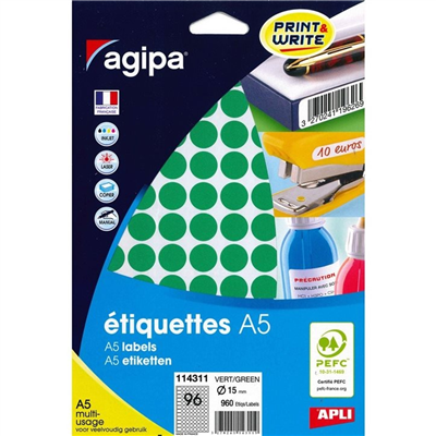 agipa Pastille de couleur diamètre : 15 mm rond vert