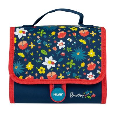 Milan Petit cartable 2 trousses avec contenu Flowery