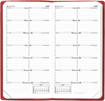 Quo Vadis Agenda Silma noir - 8,8 x 17 cm - Janvier à Décembre