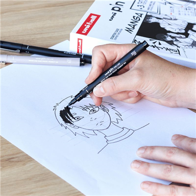 Uni Ball Coffret initiation Manga 8 feutres et 1 porte mine Shalaku + 3 tutos