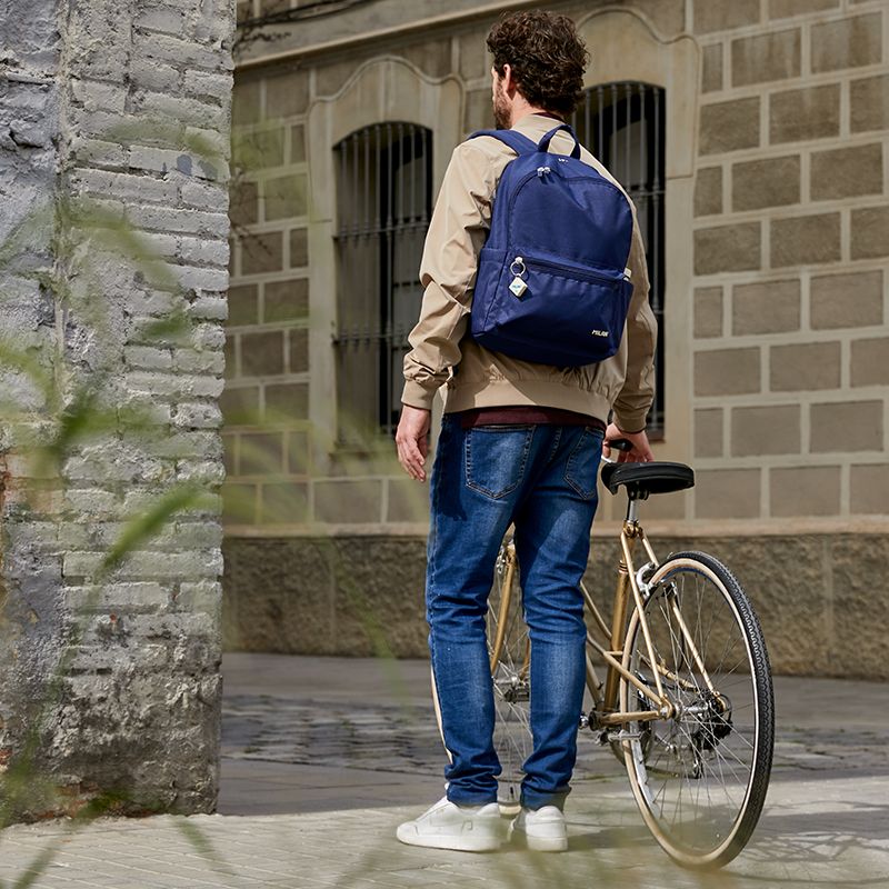 Sac à dos urbain classique 2 fermetures éclair (22 L) série 1918, bleu marine