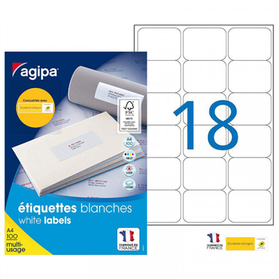 agipa Etiquette universelle 63,5 x 46,6 mm blanc