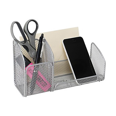 ALBA Pot à crayons MESHTRI métal 3 compartiments gris